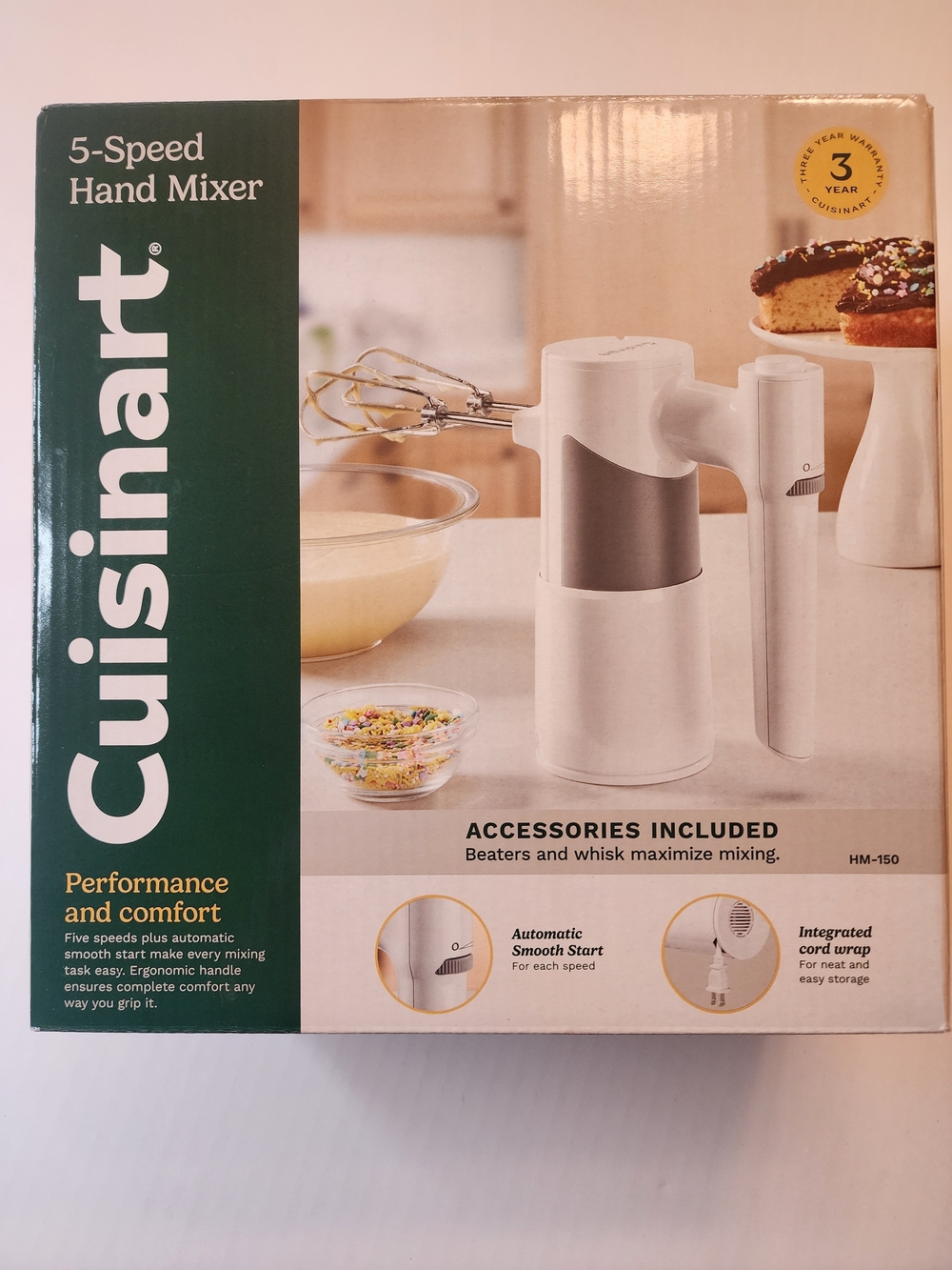 Cuisinart White 5-Speed Hand Mixer with Accessories